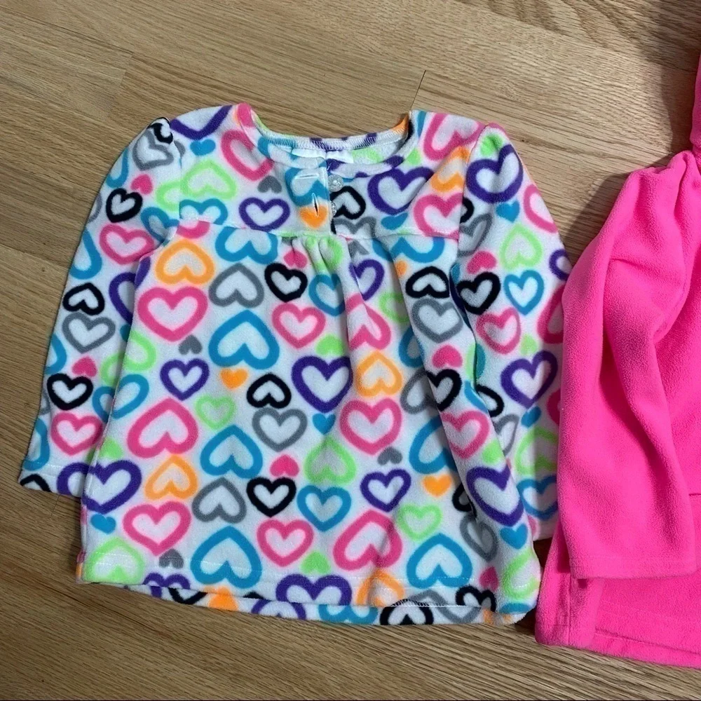 Carter’s Fleece Sweatshirt 24 Months Pink Heart Print Toddler Kids Girls